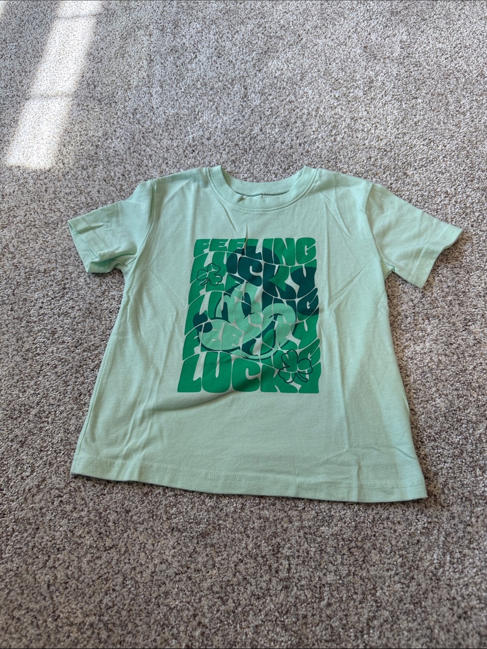 Disney Mint Green Tee with Dark Green 'Feeling Lucky' Graphic - 5T